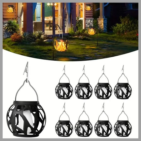 Set di 6 Lanterne Solari da Esterno con Effetto Fiamma LED – Luce Tremolante AR892149
