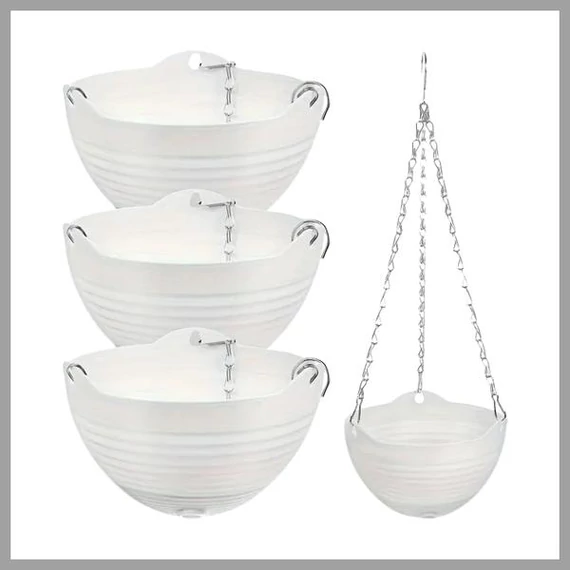 Set di Vasi Pensili per Piante – 4 Pezzi, Bianchi – CH173469