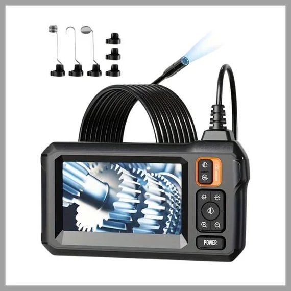 Endoscopio Industriale Impermeabile – Borescopio Digitale 8 mm con Doppia Lente e Schermo IPS da 4,3