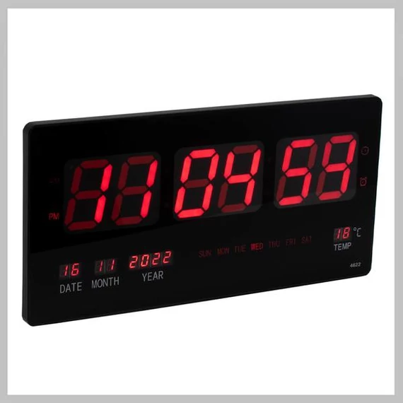 Orologio digitale da parete DH4622 – Display LED grande con calendario e termometro