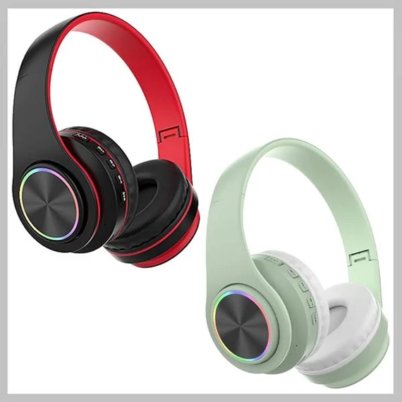 Cuffie da gaming wireless Bluetooth T39 – Over-Ear con microfono, pieghevoli, LED a 7 colori