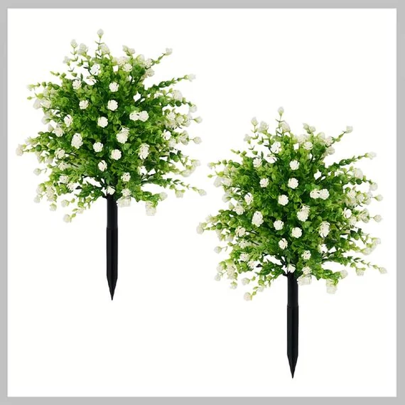 Set di 2 Mazzi di Fiori Artificiali Bianchi con Picchetto – 50 cm – JW1514391