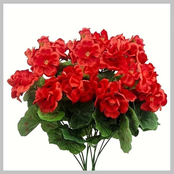 Set di 4 Mazzi di Gerani Artificiali – Resistenti ai Raggi UV, 35 cm – FW906425