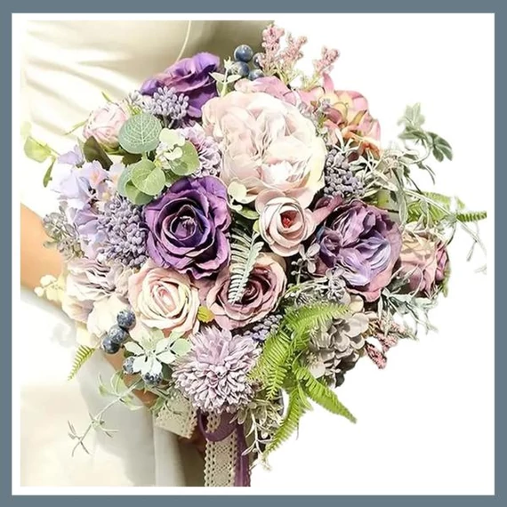 Set di 25 Decorazioni Floreali Artificiali – Mix di Rose Lilla e Pastello MT220506