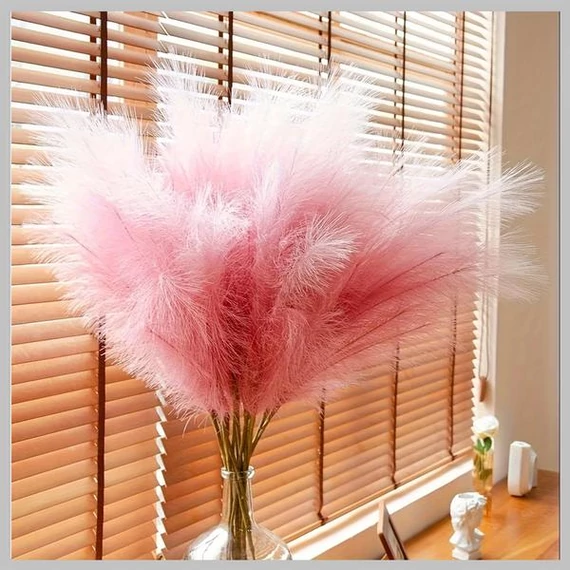Set di 6 Piante Decorative di Pampa Artificiale – Rosa, 95 cm – NF385649-2
