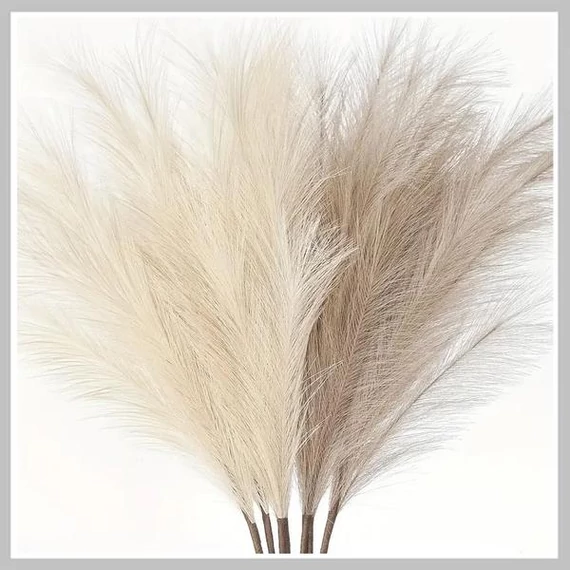 Set di 6 Piante Decorative di Pampa Artificiale – Beige/Marrone, 95 cm – NF385649