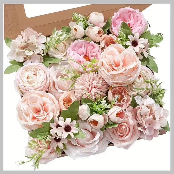 Elegante Bouquet di Fiori Artificiali in Scatola 27 x 25 cm QP123127