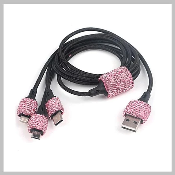 Cavo di Ricarica 3 in 1 con Strass – Disponibile in Vari Colori SLH2270