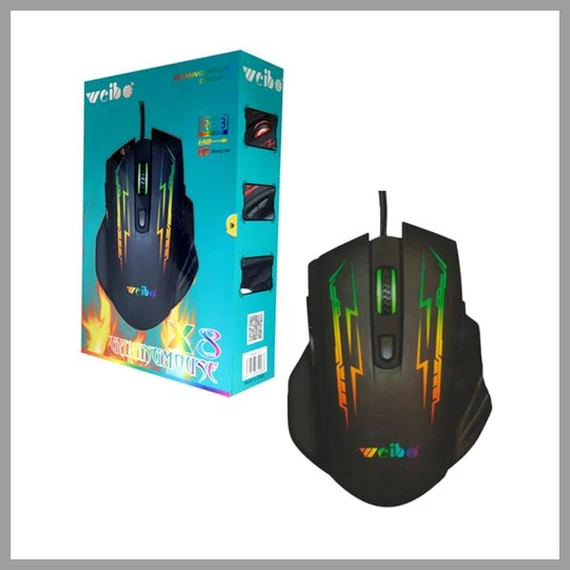 Mouse da gaming Weibo con illuminazione RGB – Mod. X8 (DB765A)