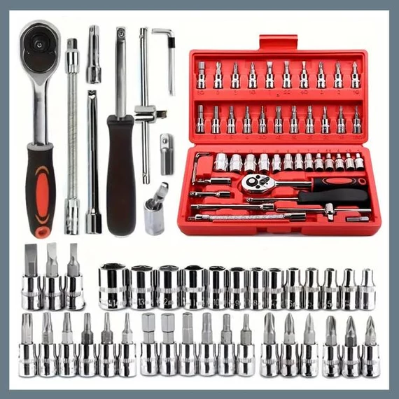 Set di Attrezzi per la Riparazione Auto da 46 Pezzi – Con Valigetta Rossa XD21172-2
