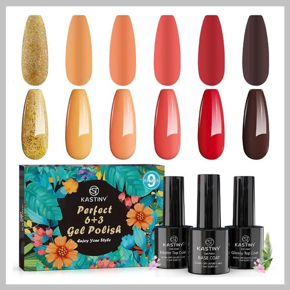 Set Smalti Semipermanenti Kastiny – 6 Colori + 3 Top Coat – HOLM7490