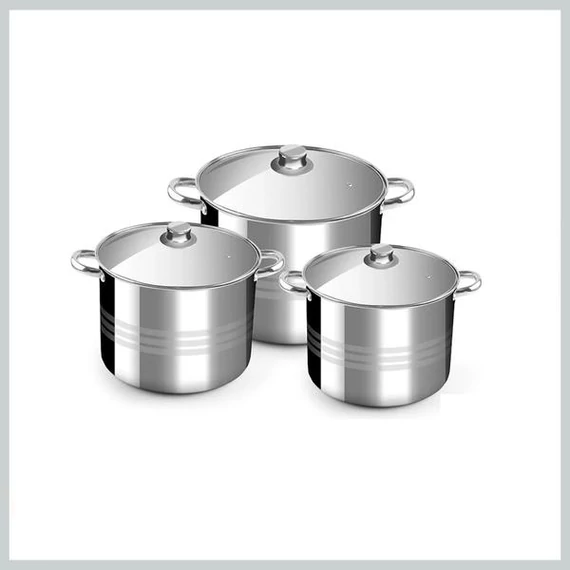 Perfect Home – Set di Pentole / Casseruole in Acciaio Inox con Coperchi in Vetro (Modello 11856)