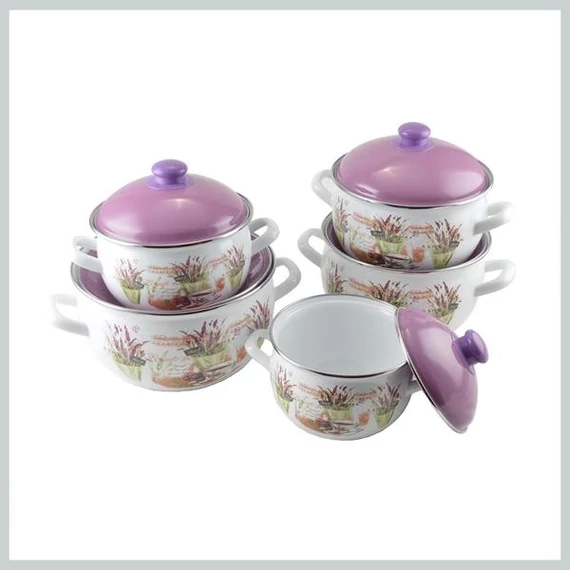Perfect Home – Set di Pentole Smaltate “Lavanda” da 10 Pezzi (Modello 14227)
