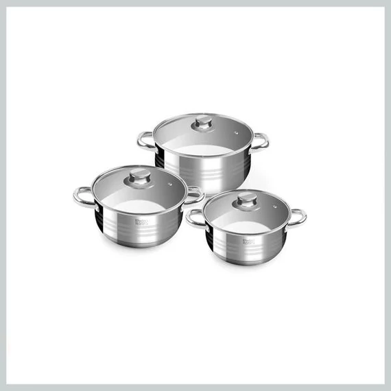 Perfect Home Diamond – Set di Pentole in Acciaio Inox da 6 Pezzi con Coperchi in Vetro (Modello 14722)