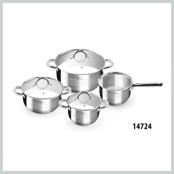 Perfect Home Deluxe – Set di Pentole in Acciaio Inox da 7 Pezzi con Coperchi in Vetro (Modello 14724)