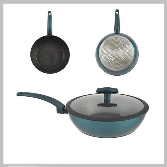 Perfect Home Sea Line – Wok Antiaderente con Coperchio in Vetro, 28 cm, per Induzione (Modello 15811)