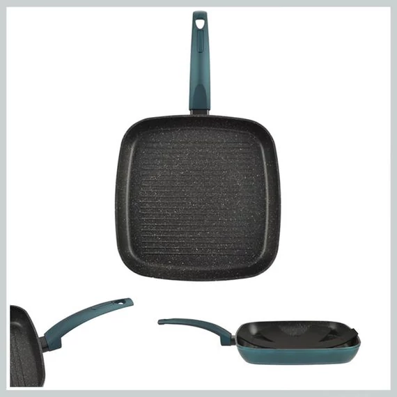 Perfect Home Sea Line – Padella Grill Quadrata in Alluminio Antiaderente 28×28 cm per Induzione (Modello 15812)