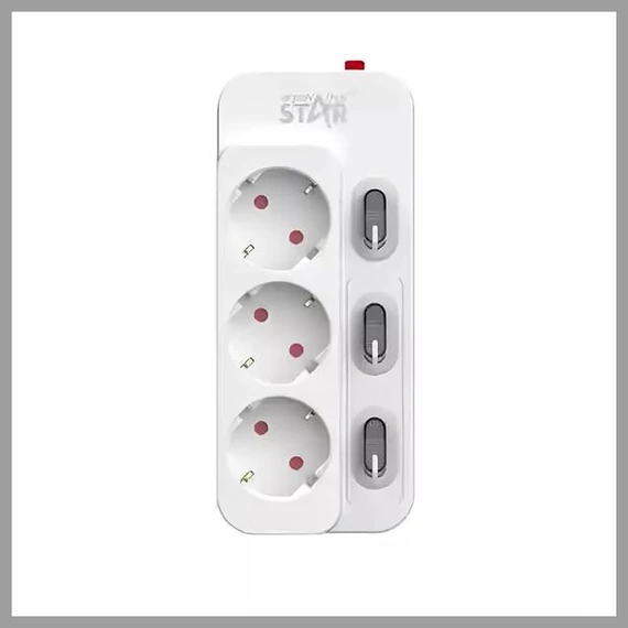 Multipresa Winning Star 3 posti con 3 interruttori – Modello ST-1023