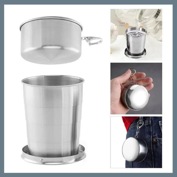 Perfect Home Bicchiere Pieghevole in Acciaio Inox – 150 ml – Modello 11900