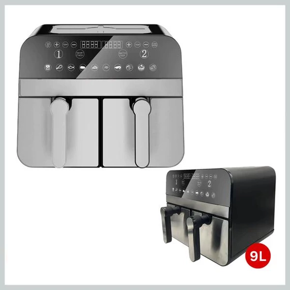 Friggitrice ad Aria Digitale XXL 2400W – 9L con Doppio Cestello – Modello CN-AFD45NS