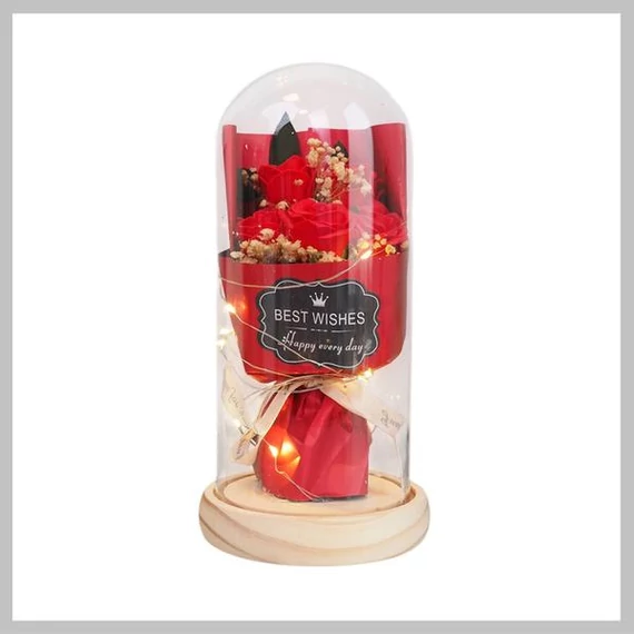 Bouquet di rose sotto campana di vetro – ROZ19