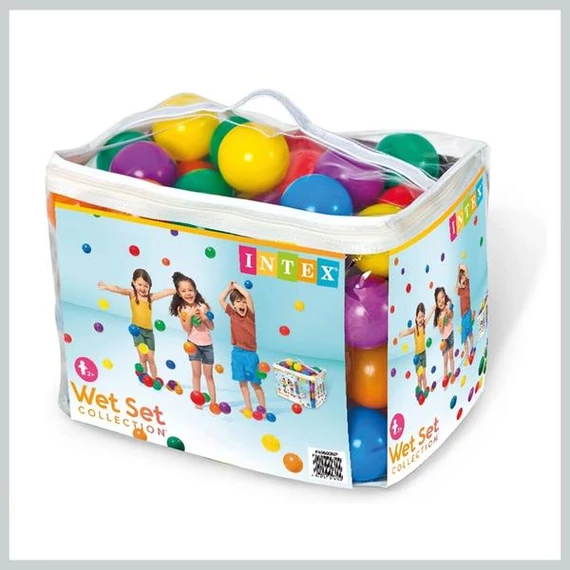 Intex 49600 – Set 100 palline colorate in plastica morbida con borsa – 8 cm – 149600