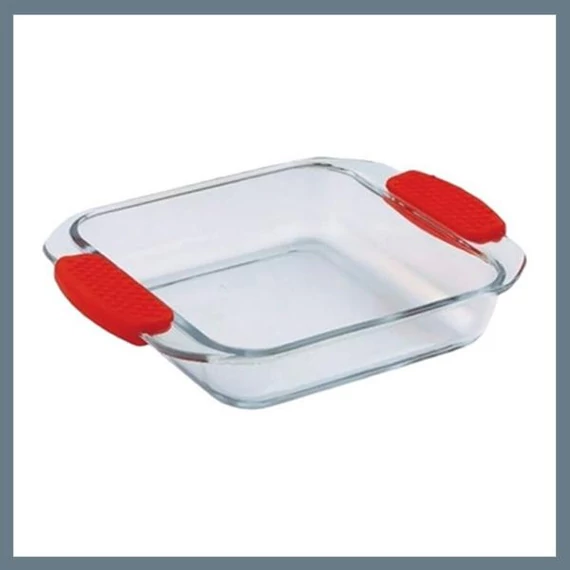 Pirofila quadrata in vetro borosilicato con manici in silicone Bergner 1,8 L BG-2001003 – Rossa