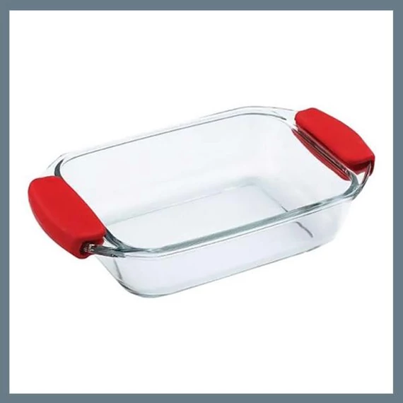 Pirofila rettangolare in vetro borosilicato con manici in silicone Bergner 2,2 L BG-2001005 – Rossa