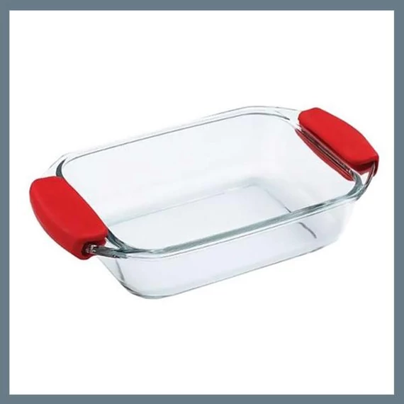 Pirofila rettangolare in vetro borosilicato con manici in silicone Bergner 1,6 L BG-2001006 – Rossa
