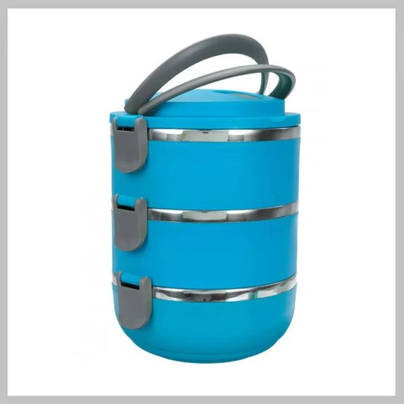 Portapranzo termico a 3 scomparti in acciaio inox Victor – Blu V-FH083