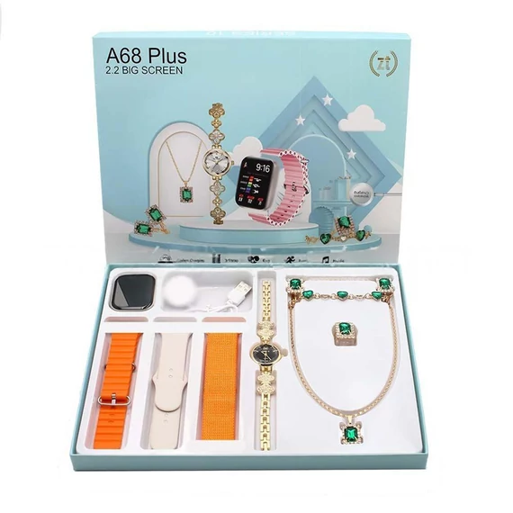 A68 Plus 8 in 1 – Set Smartwatch con Gioielli – holm0780