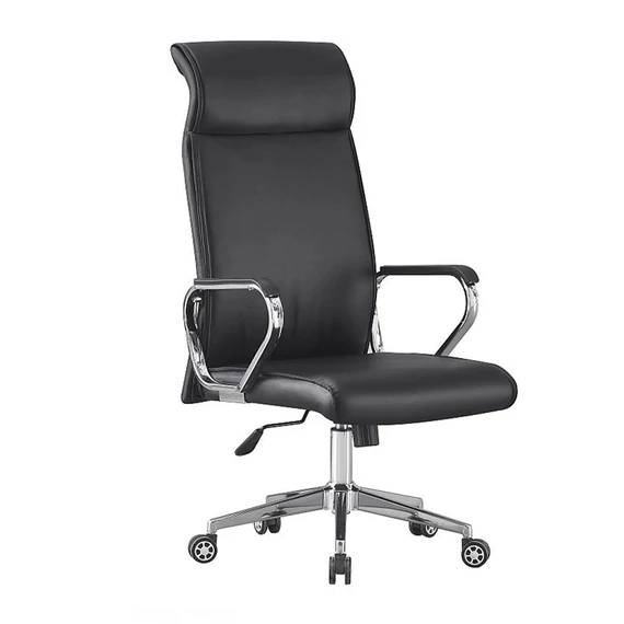 Sedia da Ufficio Ergonomica in Ecopelle – Base Cromata, Regolabile in Altezza 9024H
