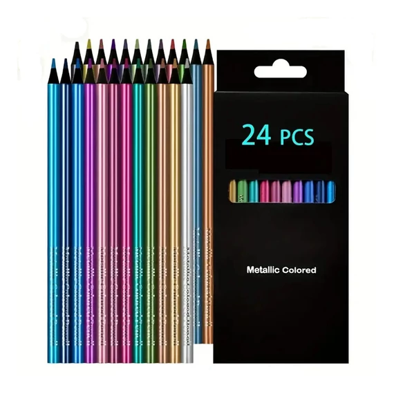 Set di Matite Colorate Effetto Metallico – 24 pezzi – XY3304298-2