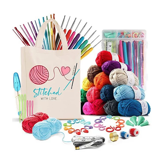 Set per Uncinetto con Filati Colorati e Borsa a Tracolla – holm8479