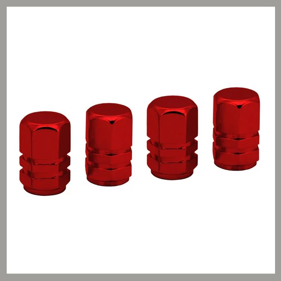 Cappucci Valvola Decorativi – Rossi, Set da 4 Pezzi 32332