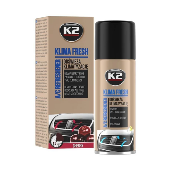 K2 Klima Fresh – Spray detergente e profumatore per climatizzatore, fragranza ciliegia, 150 ml K222CH