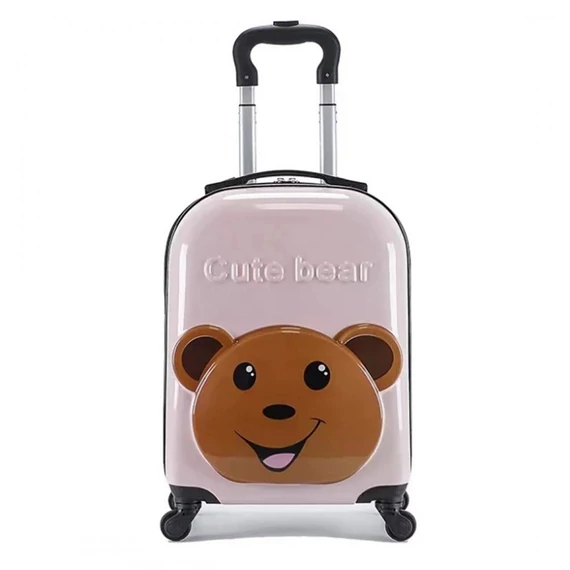 Valigia per bambini con ruote – Rosa, con orsetto e chiusura a combinazione WP05