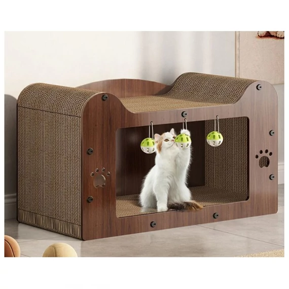 Casetta per gatti 2 in 1 – Letto, tiragraffi e giochi CAT25