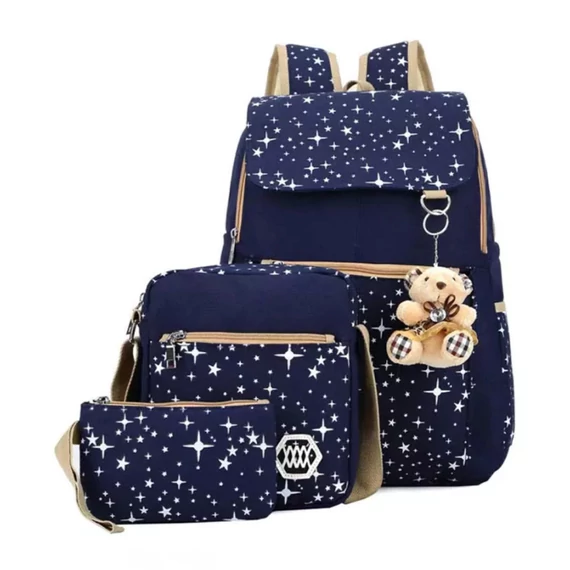 Set zaino scolastico con stelle – 3 pezzi, blu KBL-1143-01-K