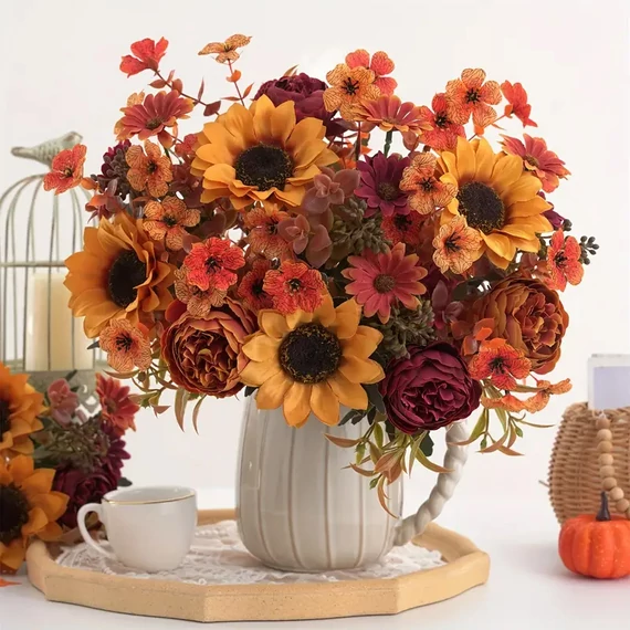 Decorazione floreale autunnale, set da 4 pezzi giallo – HQ4461960-s