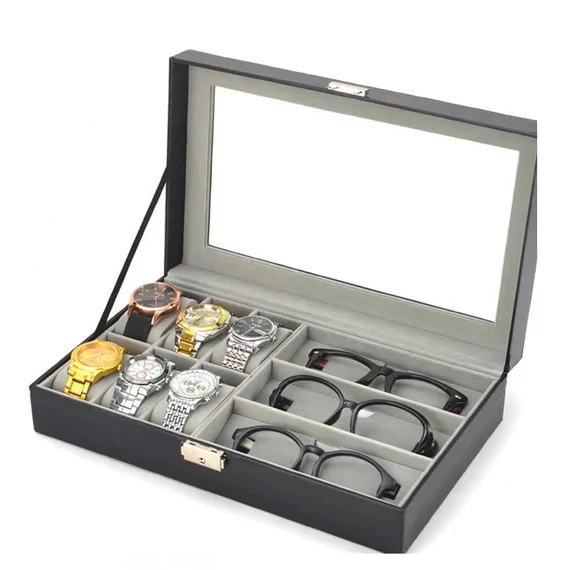 Elegante cofanetto portaorologi e portacchiali – 9 scomparti holm0293