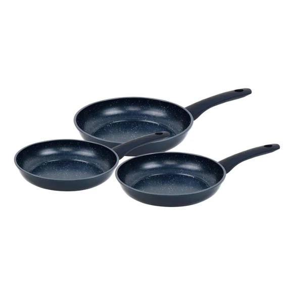 Herzberg Set di 3 padelle con rivestimento in marmo blu HG-04777BLU