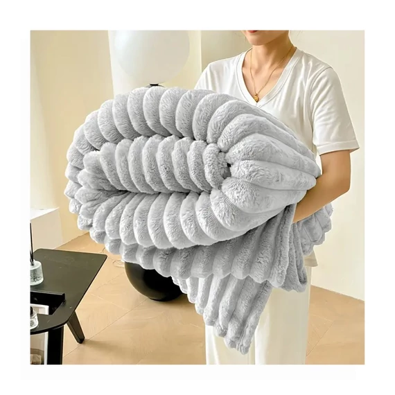 Coperta in peluche, grigio chiaro – KQ4353389-150VSZ, 150 x 200 cm