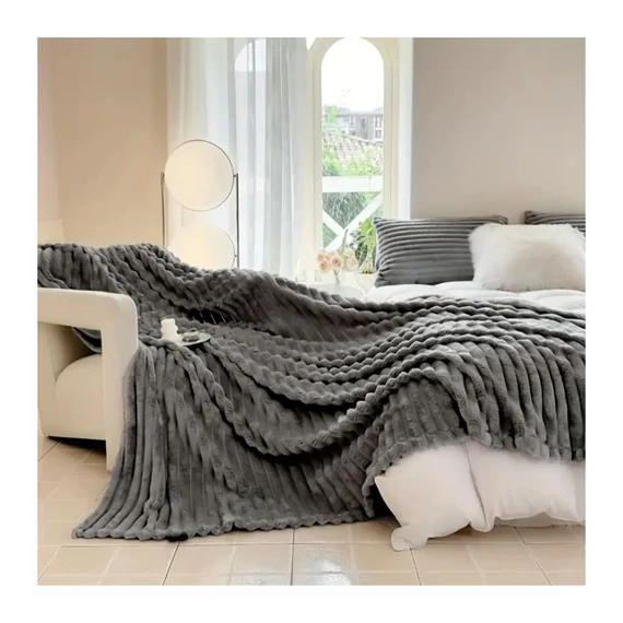 Coperta in peluche, grigia – KQ4353389-180SZ, 180 x 200 cm