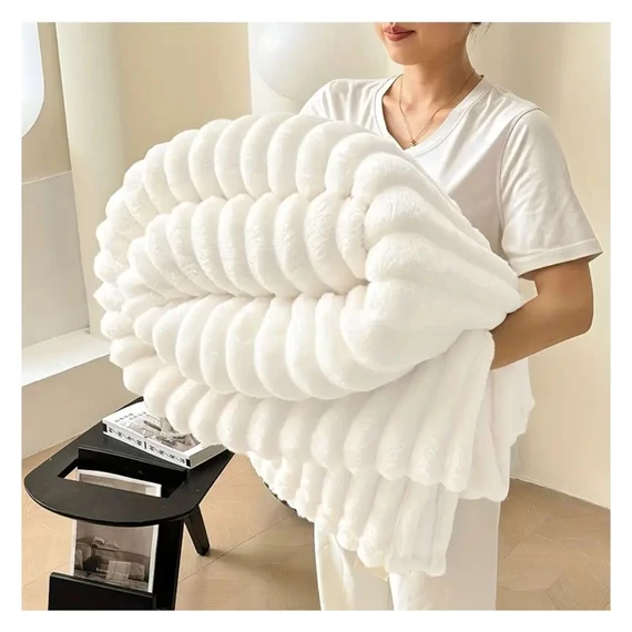 Coperta in peluche, bianca – KQ4353389-200F, 200 x 230 cm