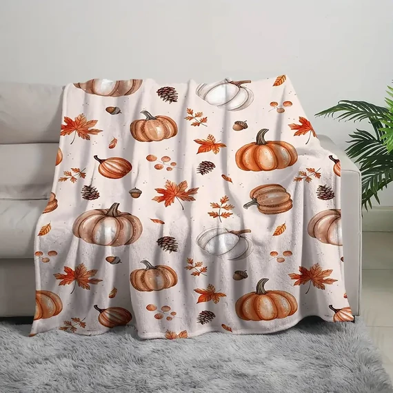 Coperta morbida con fantasia di zucche autunnali 150x200 – UU329808-1512