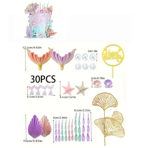 Set decorazioni torta sirena – 32 pezzi EBB298