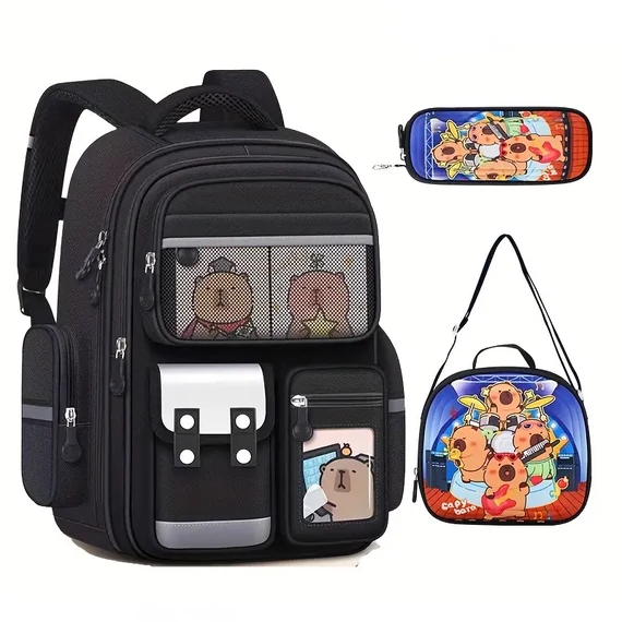 Set di borse a tema capibara 3 pezzi – NERO LW4087704-F