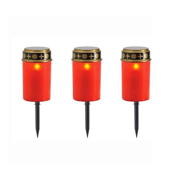 Set di 3 Lampade Solari per Cimitero con Effetto Fiamma di Candela Senza Fuoco – KN3019632