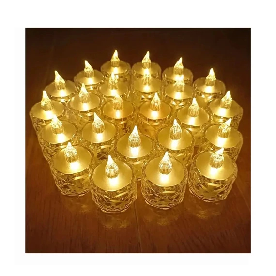 Set di 12 Candele LED Effetto Cristallo – Luce Bianco Caldo – RV50721